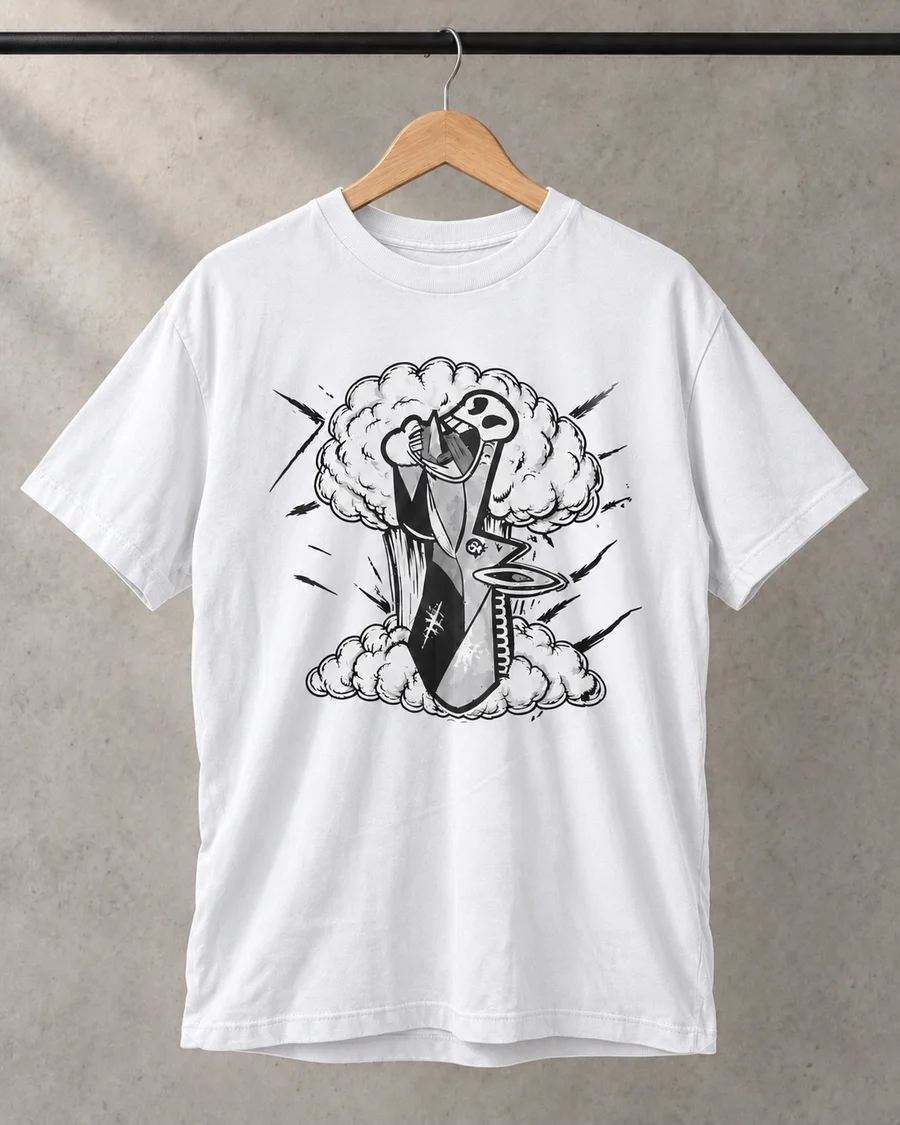 Camiseta blanca, referencia 3, frente: Burro grande